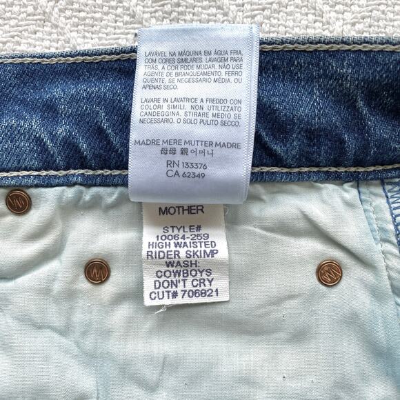 Mother Superior High Waisted Rider Skimp Jeans Cowboys Don’t Cry Wash Size 32 - Picture 14 of 16